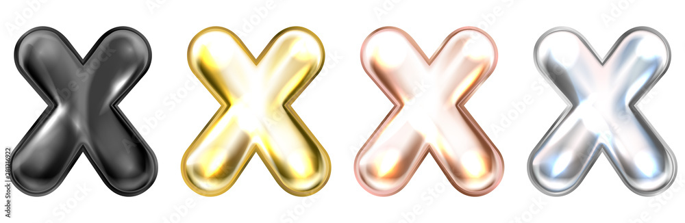 Golden foil balloon, inflated alphabet symbol X Golden foil balloon, inflated alphabet symbol X