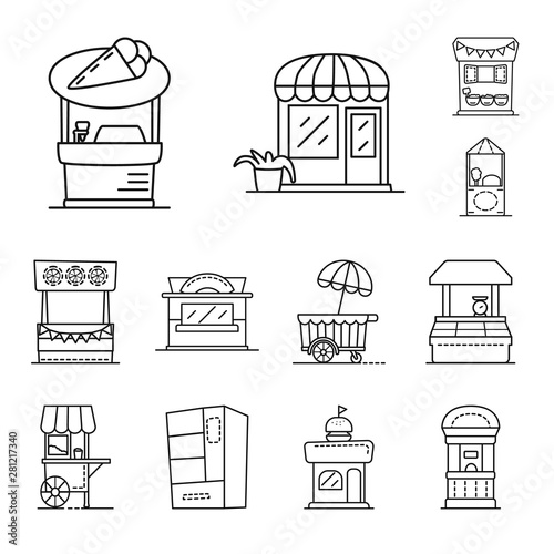 Vector design of vending and public symbol. Collection of vending and storefront stock vector illustration.