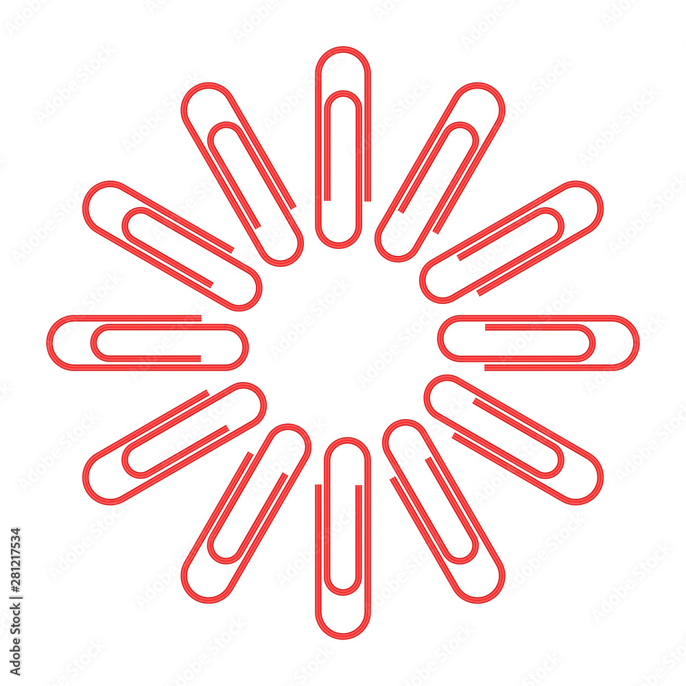 Paper clips isolated on white background,Top view,flat lay,Paperclip icon Paper clips isolated on white background,Top view,flat lay,Paperclip icon