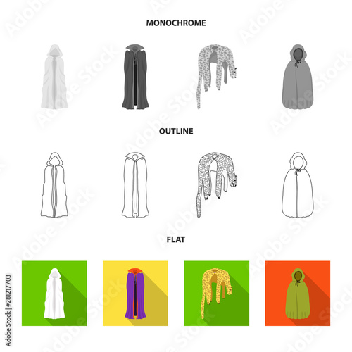 Vector illustration of material and clothing symbol. Collection of material and garment stock symbol for web.