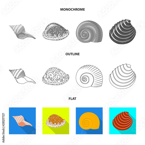 Vector design of animal and decoration icon. Set of animal and ocean stock vector illustration.