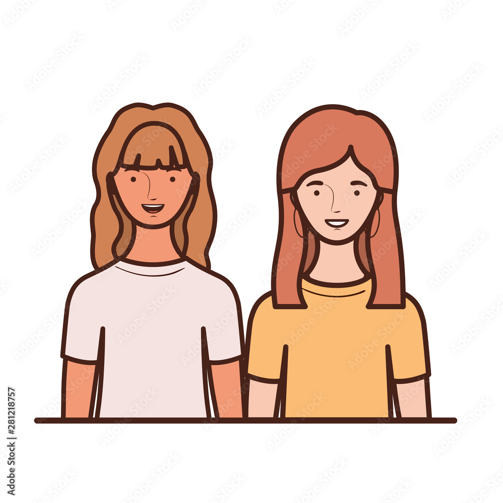 young women on white background