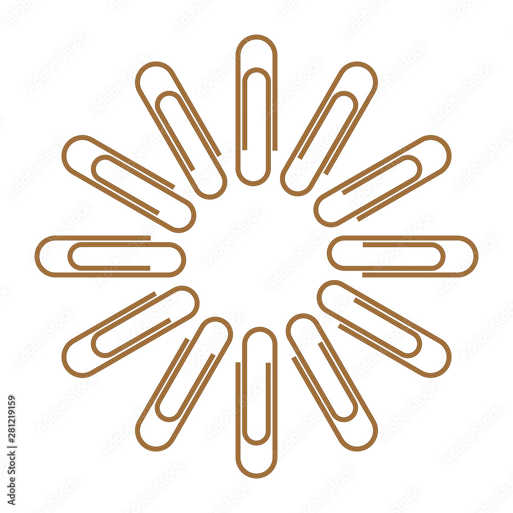Paper clips isolated on white background,Top view,flat lay,Paperclip icon Paper clips isolated on white background,Top view,flat lay,Paperclip icon