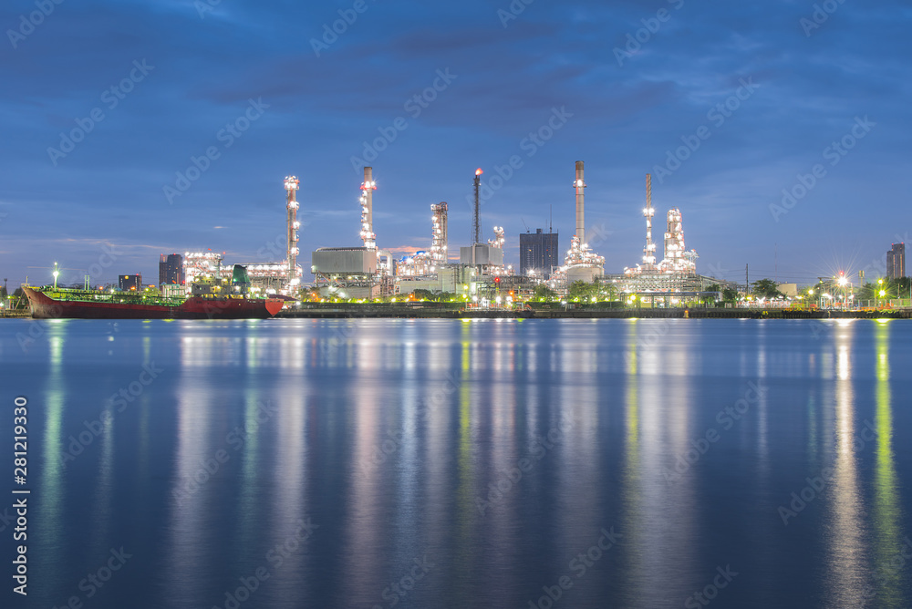 oil refinery at sunrise