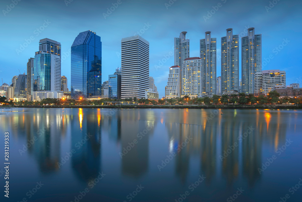 Cityscape in Bangkok at twilight