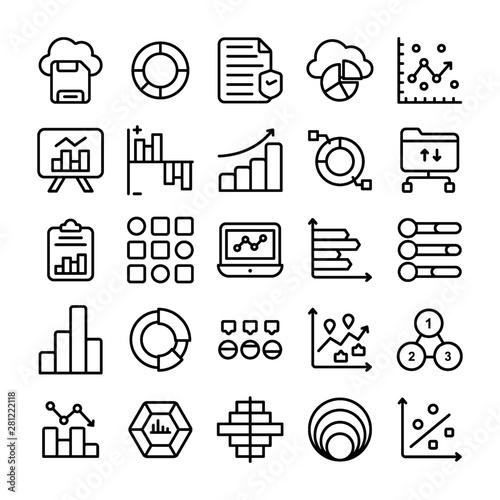 Data Analytics and Charts Line Icons Set  photo