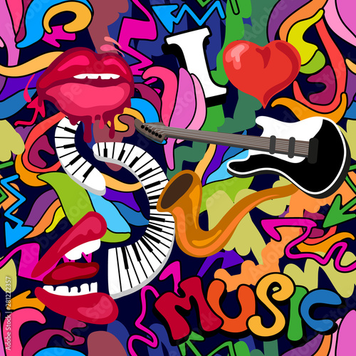 Musical graffiti print. 