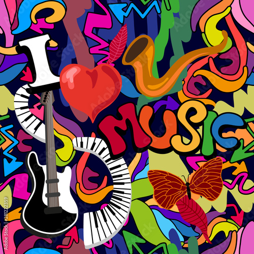 Musical graffiti print.