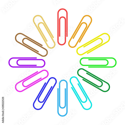 Paper clips isolated on white background,Top view,flat lay,Paperclip icon