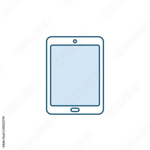 Tablet icon. Digital device with touch screen. Ebook reader vector illustration. Isolated pictogram on white beckgraund. Black symbol for web design in flat style. Icon for button or app.