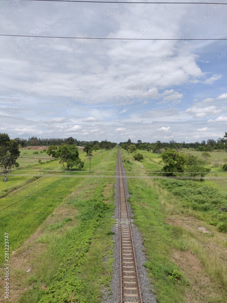 railway in the countryside Surin City Thailand