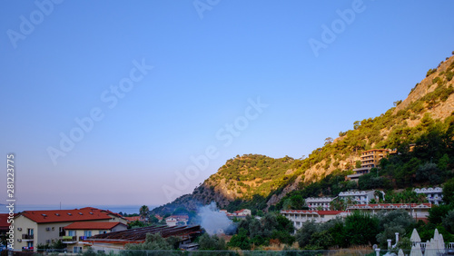 Oludeniz, Turkey. View of the mountains, sea and sky at sunrise