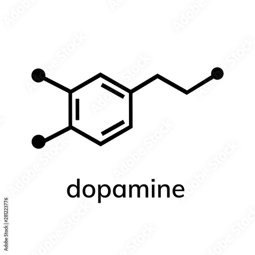 Dopamine chemical formula on white background