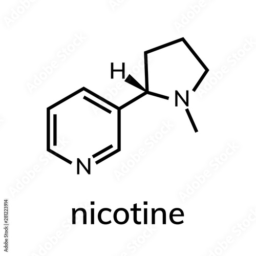 Nicotine chemical formula on white background