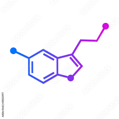 Serotonin chemical formula. Hormone of happiness