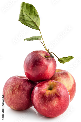 Fotografie Bunch of raw organic domestic Serbian jonathan apples, isolated on white backgro