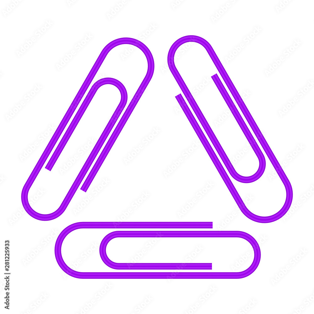 Paper clips isolated on white background,Top view,flat lay,Paperclip icon Paper clips isolated on white background,Top view,flat lay,Paperclip icon