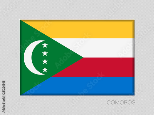 Free Download Flag of Comoros. National Ensign Aspect Ratio 2 to 3 on Gray Cardboard - GFXLoad