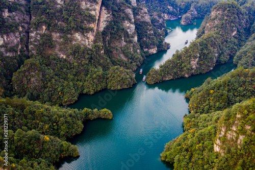 Above view of famous tourist attraction BaoFeng lake in China
