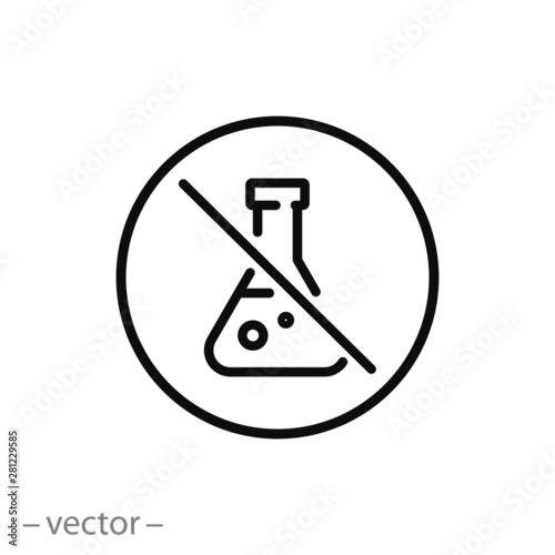 no chemical risk icon, no preservative, chemical free thin line symbol for web and mobile phone on white background - editable stroke vector illustration eps 10