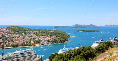 Fototapeta Naklejka Na Ścianę i Meble -  Dalmatian coastline panoramic view from Dubrovnik, Croatia, Europe