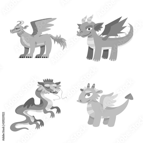 Isolated object of wild and mythical sign. Set of wild and halloween vector icon for stock.