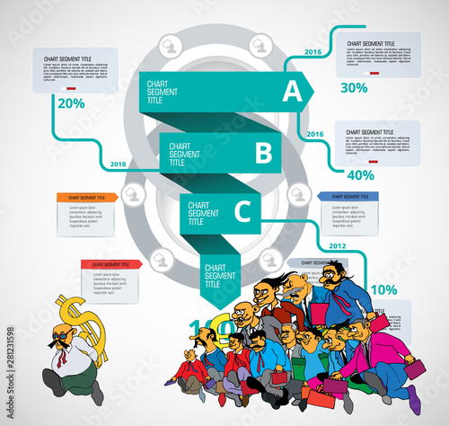 Infographics template with cartoon character, vector photo