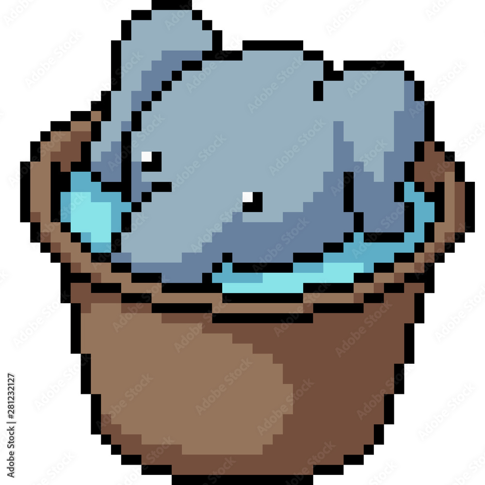 Obraz premium vector pixel art elephant bath