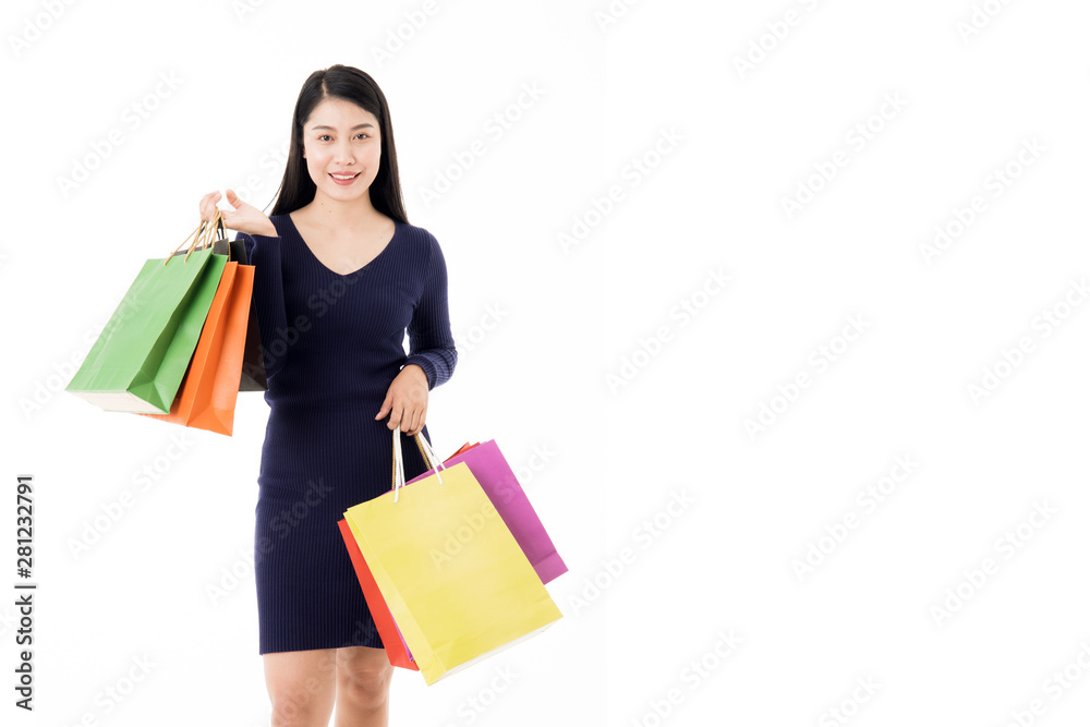 Sale concept. Shopping smiling beautiful woman with shopping bags isolated on white background Sale concept. Shopping smiling beautiful woman with shopping bags isolated on white background