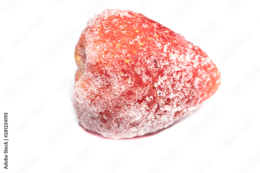 frozen strawberry berries on white background, isolated frozen strawberry berries on white background, isolated