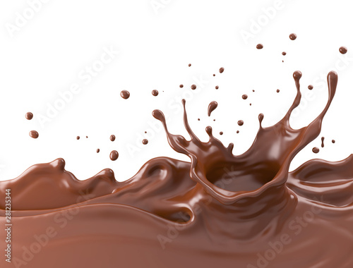 Chocolate Milk ripple splash background, 3d rendering.