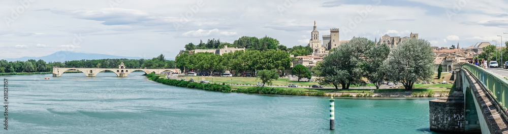 Panoramic view of Saint Benezet bridge in Avignon