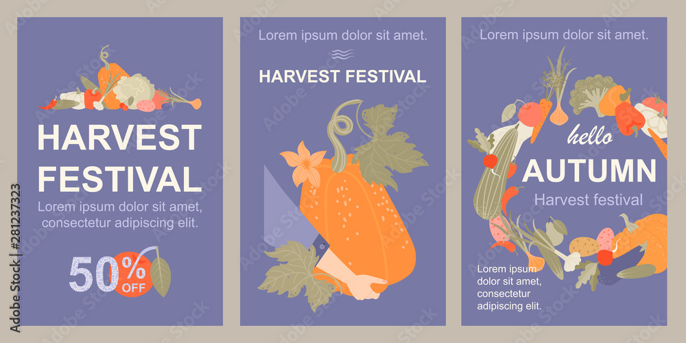 Holiday harvest images with vegetables and fruits.