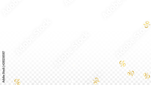 Luxury Vector Gold Percentage Sign Confetti on Transparent. Percent Sale Background. Business, Economics Print. Discount Illustration. Promotion Poster. Black Friday Banner. Special offer Template.