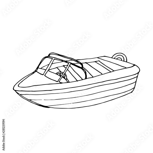 Black line ship or boat for coloring book