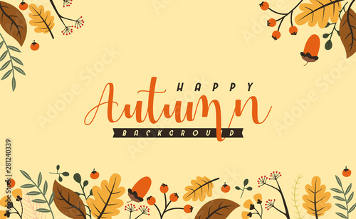 Autumn background illustration vector. Flat background of autumn