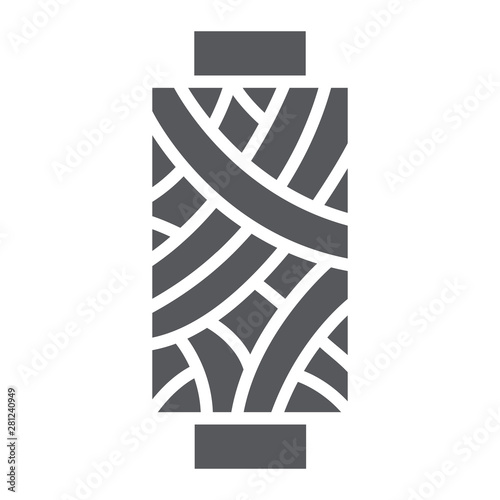 Sewing thread glyph icon, bobbin and sew, spool sign, vector graphics, a solid pattern on a white background.