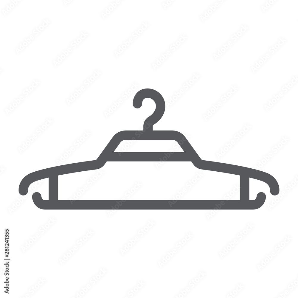Hanger line icon, clothing and wardrobe, clothes hanger sign, vector graphics, a linear pattern on a white background. Hanger line icon, clothing and wardrobe, clothes hanger sign, vector graphics, a linear pattern on a white background.