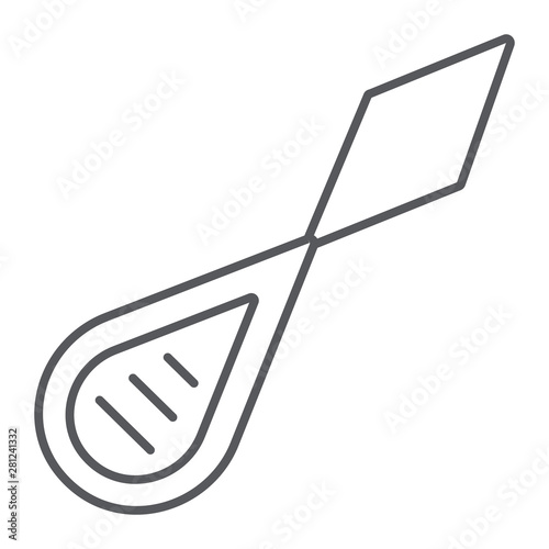 Needle threader thin line icon, dressmaker and sew, sewing equipment sign, vector graphics, a linear pattern on a white background.