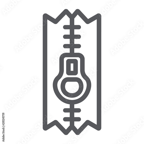 Sewing zip line icon, tailor and sew, zipper sign, vector graphics, a linear pattern on a white background.