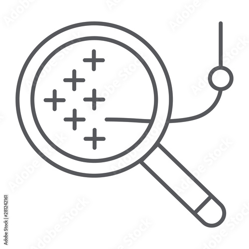 Cross stitch thin line icon, needlework and sew, embroidery sign, vector graphics, a linear pattern on a white background.