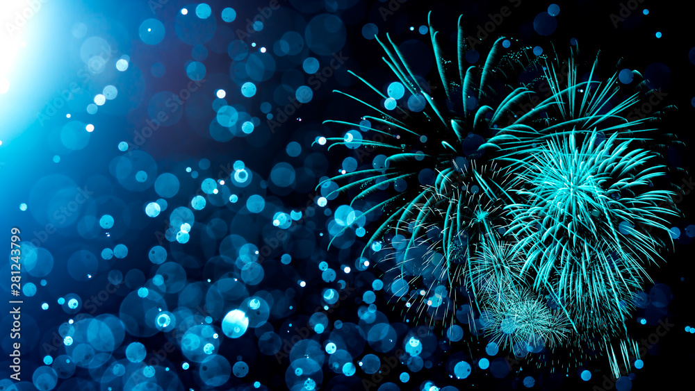 Fototapeta premium Fireworks with Abstract bokeh background