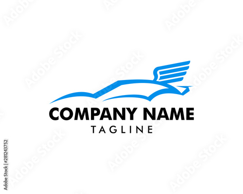 Car and wings logo symbol or icon template