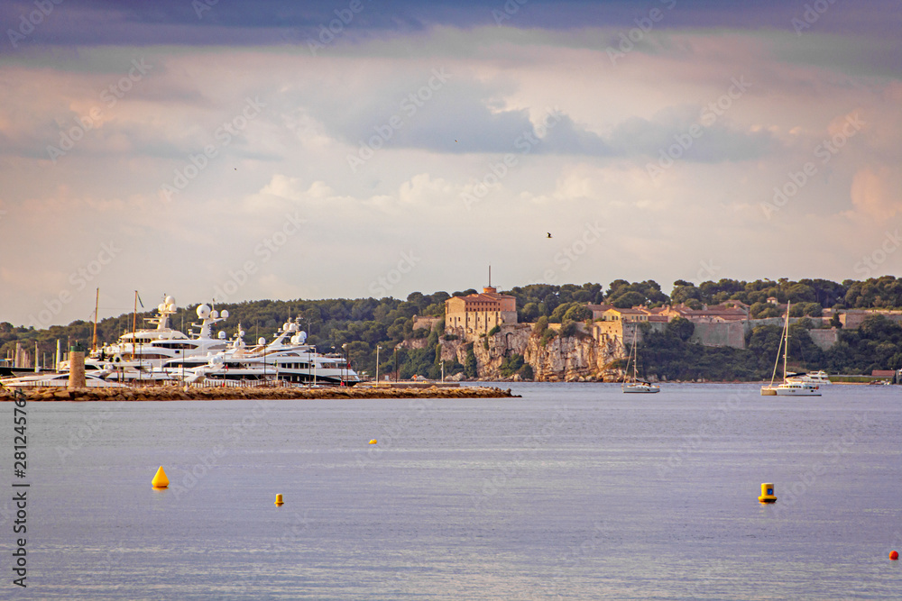 Sea bay marina with yachts and boats in Cannes Sea bay marina with yachts and boats in Cannes