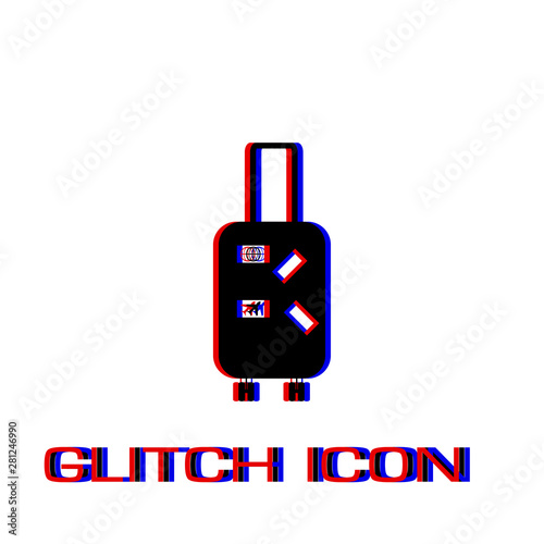 Travel bag icon flat.