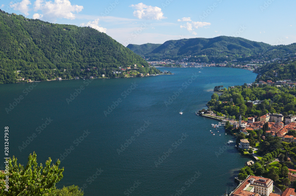 overview on Cernobbio and Lake Como, Italy