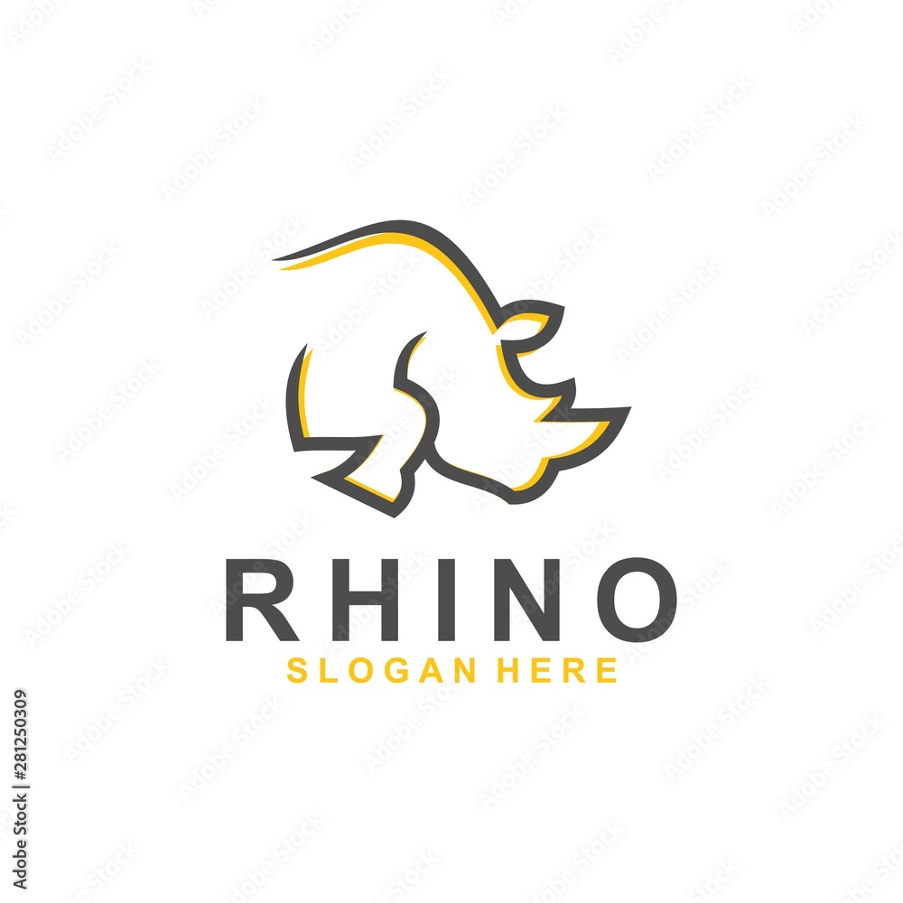rhino logo template, animal design vector, zoo rhino logo template, animal design vector, zoo