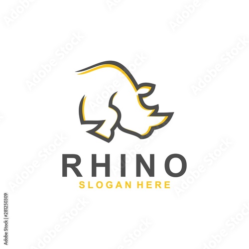 rhino logo template, animal design vector, zoo
