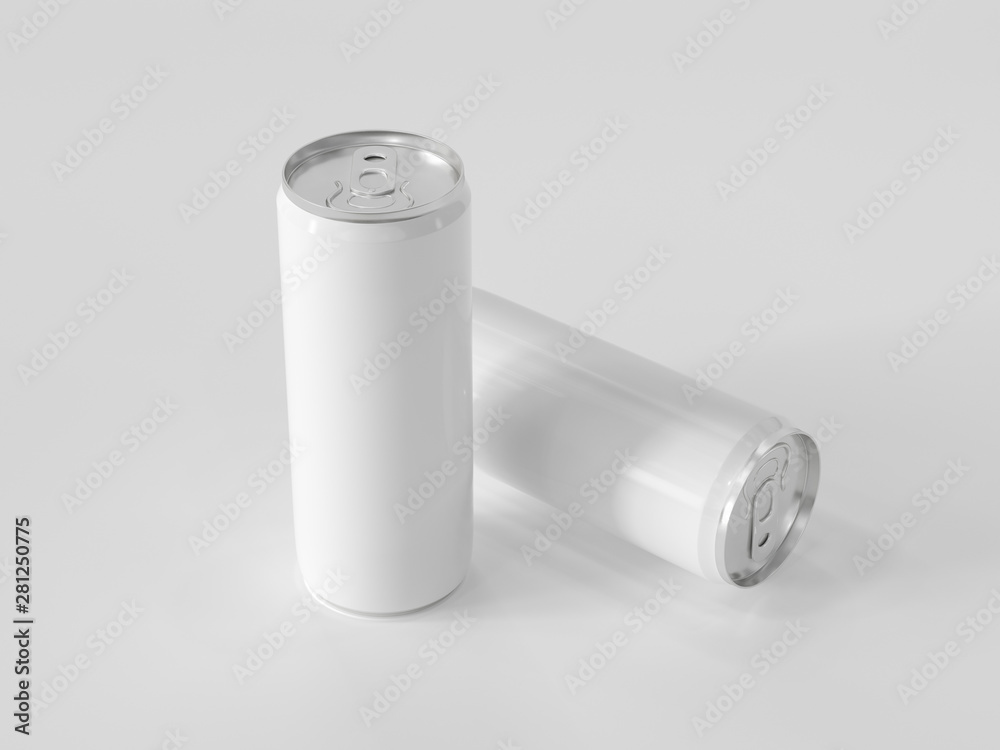White energy drink can on white background. Mock up. 3D rendering White energy drink can on white background. Mock up. 3D rendering