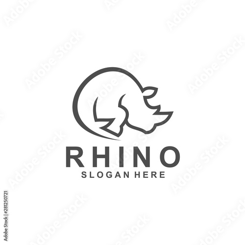 rhino logo template, animal design vector, zoo